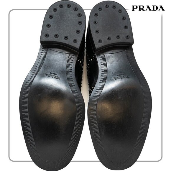 Prada Studded Wingtip Derby in Black - Embellished with Studs US10 - Picture 10 of 12